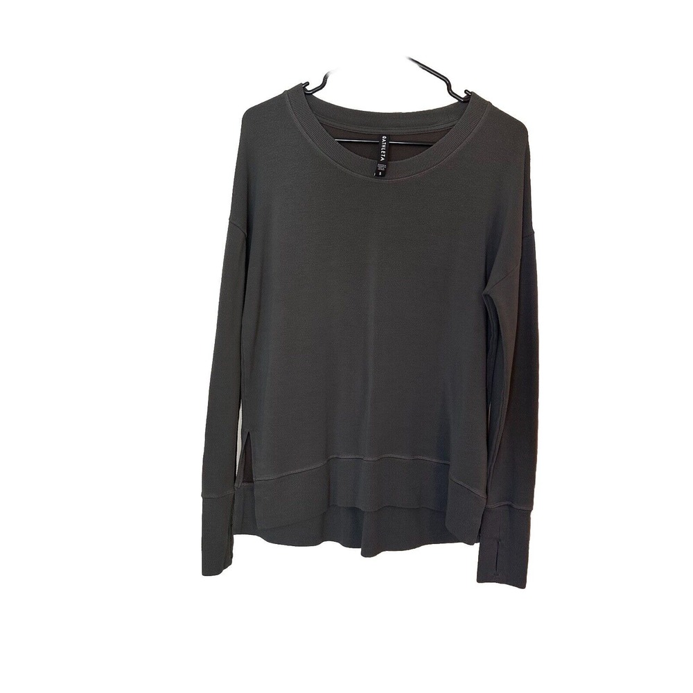 Athleta Sweater Womens Green‎ Long Sleeve Crew Neck Thumb Holes Size Small